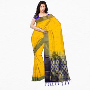 BANARASI Paithani Art Silk Saree (Yellow)