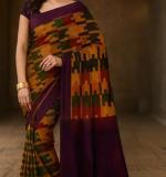 BLACK PRINTED BHAGALPURI  SAREE WITH BLOUSE