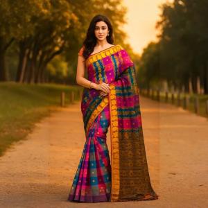 Fix work Cotton Banarasi Sari