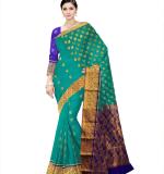 : Banarasi Silk Blend Saree  (GREEN) Art Silk Sarees