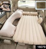 Portable Car Air Mattress Bed Set With Pump Pillows Inflatable (Beige)
