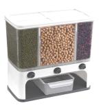 Easy Flow Cereal Dispenser For Kitchen 3 In 1 Push Button Wall Mount Container