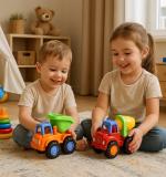 Funwoods Itsy Bitsy Construction Vehicle Toy Set For Kids - (8 Pc)