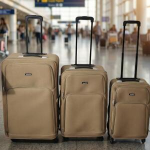 3 Piece Soft side Trolley Luggage Set with Smooth Rolling Wheels & Retractable