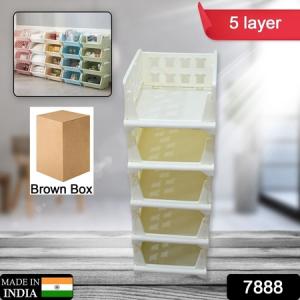 5 Layer Stackable Multifunctional Storagefor Clothes Foldable Drawer