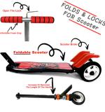 Basic Kids Ride On Leg Push Scooter For Boys And Girls (4 - 8 Years Old Kids) Foldable Scooter Cycle With Height Adjustment For Boys And Girls Multicolor (1 Pc 3 Wheel)