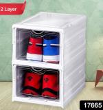 Stackable Multifunctional Storage For Clothes Foldable Drawer Shelf Basket Utility Cart Rack Storage Organizer Cart For Kitchen Pantry Closet Bedroom Bathroom Laundry (2 Layer 1 Pc)