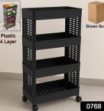 4-layer Plastic Storage Rack With Wheels
