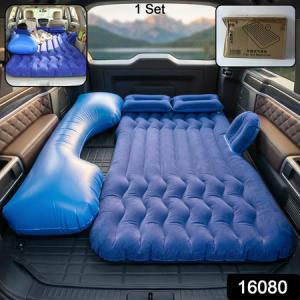 Portable Car Air Mattress Bed Set With Pump Pillows Inflatable (Dark Blue)