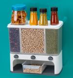 Easy Flow Cereal Dispenser For Kitchen 3 In 1 Push Button Wall Mount Container