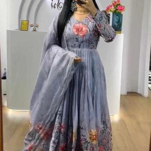 Chinon Floral Print Gown