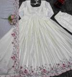 Chinon silk thread with Sequnce Off White Readymade Dress
