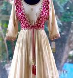 Bandhej Gown With Attach Shrug