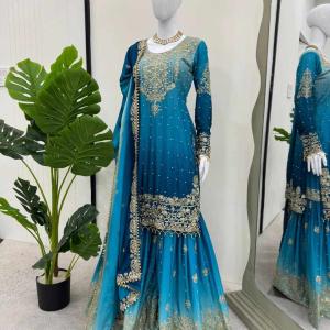 Havy Chinon Blue Designer Suit