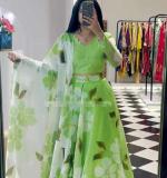 Green Fox Georgette Lehenga