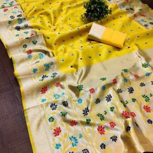 KPR 295 SOFT LITCHI SILK CLOTH YELLOW SAREE