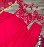 Red Embroidered Gown