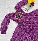 Purple Bandhani Print Gown
