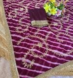 New Beautiful Leheriya Gota Work Saree