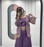 Wine Pure Tissue Simmer Party Wear Dress