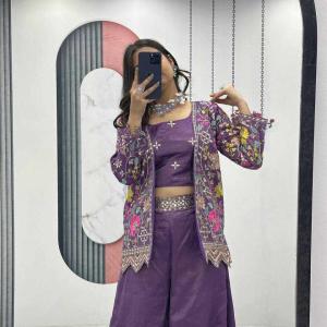 Wine Pure Tissue Simmer Party Wear Dress