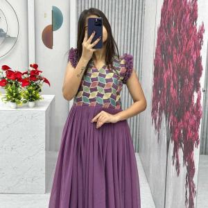 Wine Embroidered Gown