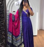 Blue Heavy Chinon Gown