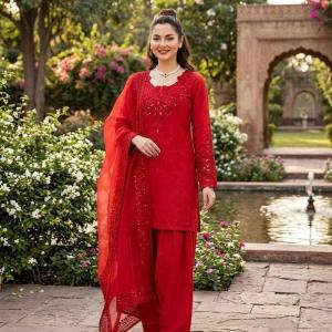 New Occasional Wear Red Color Dress