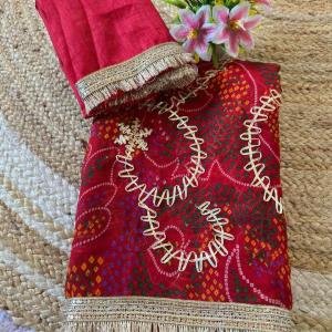Beautiful Leheriya Gota Work Saree
