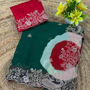 PIYU P1094 LADDU MANGO GREEN SAREE