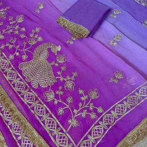 New Beautiful Mor Gota Designer Saree