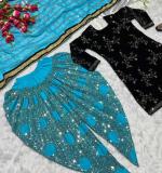 Blue Top Dhoti Salwar and Dupatta