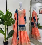 Havy Chinon Orange Designer Suit