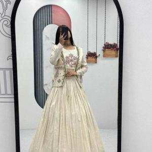 Pure Tissue Simmer Real Handwork and Read Diamond Work Crop Top Lehenga