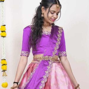 Pink Kanjiveram Silk Zari Lehanga