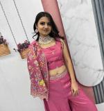 Pink Pure Tissue Simmer Party Wear Dress