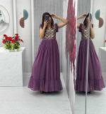 Wine Embroidered Gown