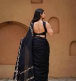 KPW 366 Beautiful Digital Printed Black Saree