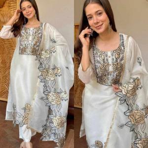 Elegant Ethnic Wear White Dress