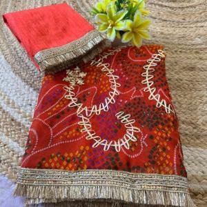 New Beautiful Leheriya Gota Work Saree