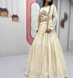 Pure Tissue Simmer Real Handwork and Read Diamond Work Crop Top Lehenga