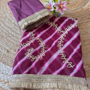 New Beautiful Leheriya Gota Work Saree