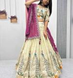 Wedding Wear Beautiful Lehenga With Wine Dupatta