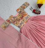 Pink Handwork & Kalamkari Print Gown