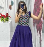 Blue Embroidered Gown