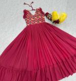 Red Embroidered Gown