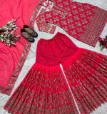 Red Heavy Faux Georgette Dress