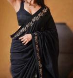 KPW 366 Beautiful Digital Printed Black Saree