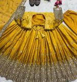 YELLOW PARTY WEAR LOOK DRESS