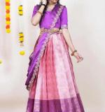 Pink Kanjiveram Silk Zari Lehanga